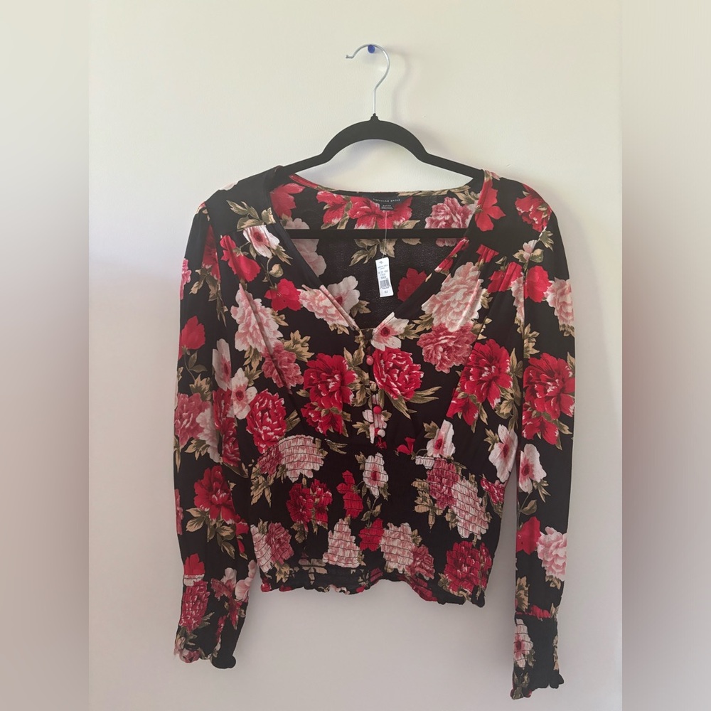 American Eagle Boho Floral Button Blouse - Size Small - NWT
